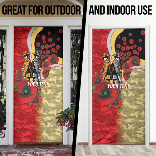 Redcliffe Dolphins ANZAC Personalised Door Cover Lest We Forget Poppy Camo