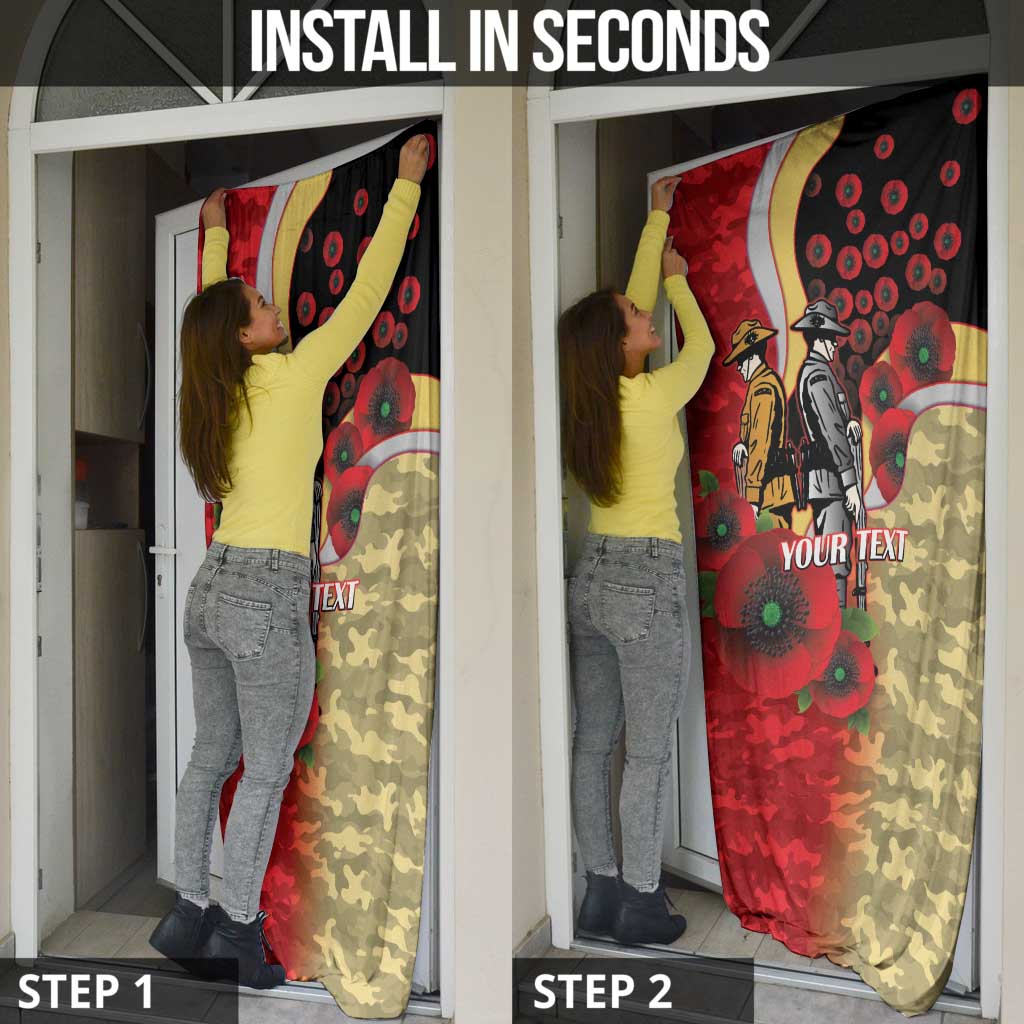 Redcliffe Dolphins ANZAC Personalised Door Cover Lest We Forget Poppy Camo