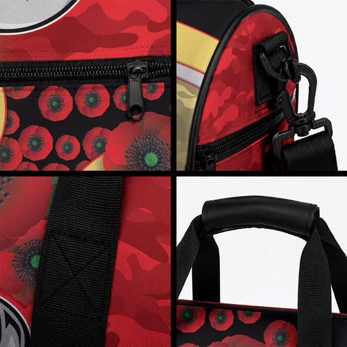 Redcliffe Dolphins ANZAC Personalised Duffle Bag Lest We Forget Poppy Camo