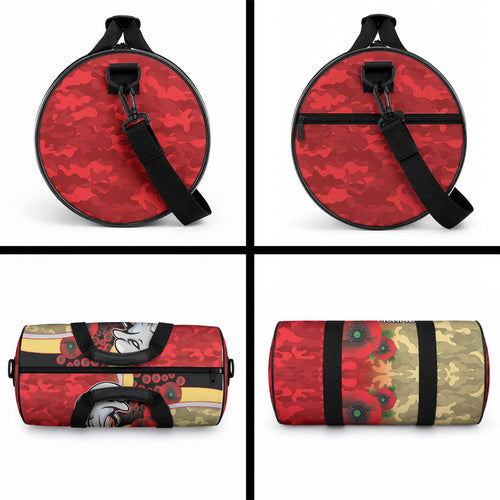 Redcliffe Dolphins ANZAC Personalised Duffle Bag Lest We Forget Poppy Camo
