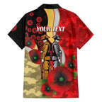 Redcliffe Dolphins ANZAC Personalised Family Matching Off The Shoulder Long Sleeve Dress and Hawaiian Shirt Lest We Forget Poppy Camo