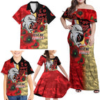 Redcliffe Dolphins ANZAC Personalised Family Matching Off Shoulder Maxi Dress and Hawaiian Shirt Lest We Forget Poppy Camo