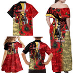 Redcliffe Dolphins ANZAC Personalised Family Matching Off Shoulder Maxi Dress and Hawaiian Shirt Lest We Forget Poppy Camo