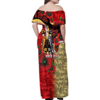 Redcliffe Dolphins ANZAC Personalised Family Matching Off Shoulder Maxi Dress and Hawaiian Shirt Lest We Forget Poppy Camo