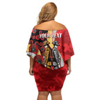 Redcliffe Dolphins ANZAC Personalised Family Matching Off Shoulder Short Dress and Hawaiian Shirt Lest We Forget Poppy Camo