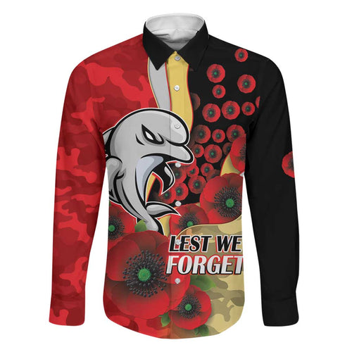 Redcliffe Dolphins ANZAC Personalised Family Matching Puletasi and Hawaiian Shirt Lest We Forget Poppy Camo