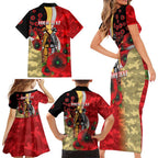 Redcliffe Dolphins ANZAC Personalised Family Matching Short Sleeve Bodycon Dress and Hawaiian Shirt Lest We Forget Poppy Camo