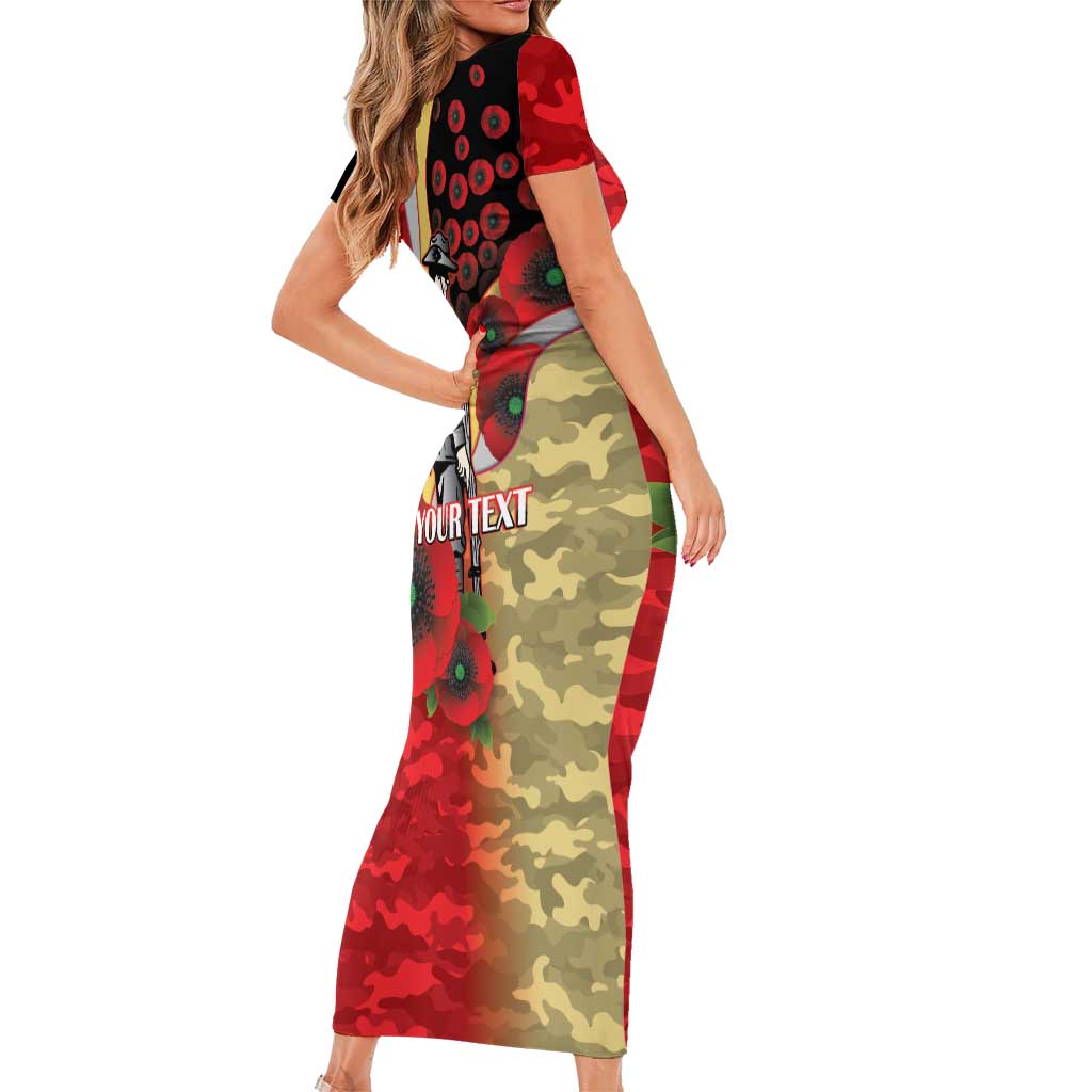 Redcliffe Dolphins ANZAC Personalised Family Matching Short Sleeve Bodycon Dress and Hawaiian Shirt Lest We Forget Poppy Camo