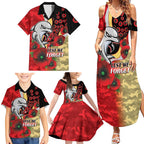 Redcliffe Dolphins ANZAC Personalised Family Matching Summer Maxi Dress and Hawaiian Shirt Lest We Forget Poppy Camo