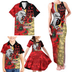 Redcliffe Dolphins ANZAC Personalised Family Matching Tank Maxi Dress and Hawaiian Shirt Lest We Forget Poppy Camo