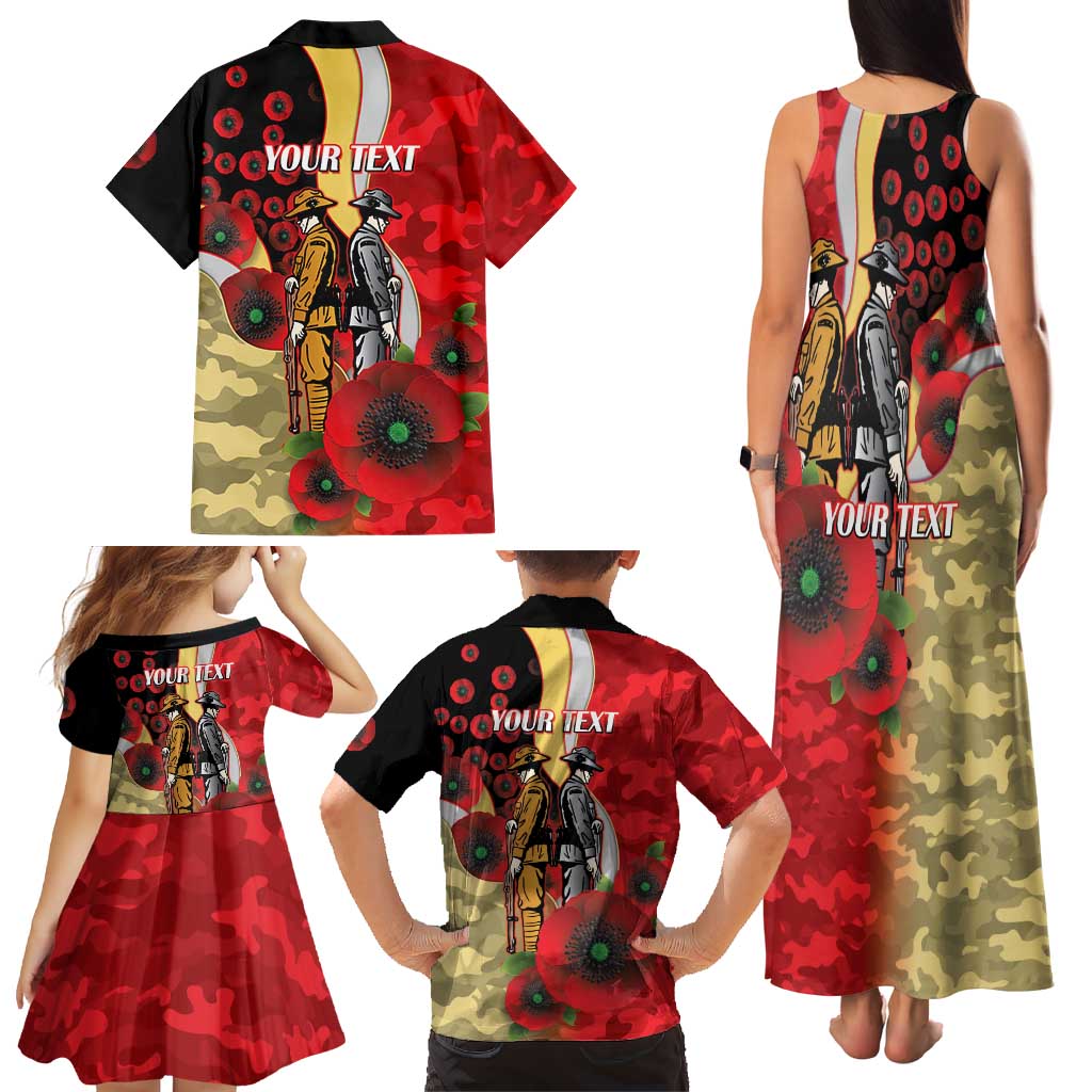 Redcliffe Dolphins ANZAC Personalised Family Matching Tank Maxi Dress and Hawaiian Shirt Lest We Forget Poppy Camo
