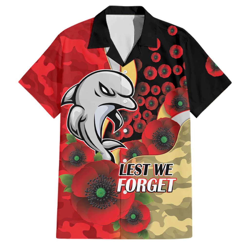 Redcliffe Dolphins ANZAC Personalised Family Matching Tank Maxi Dress and Hawaiian Shirt Lest We Forget Poppy Camo
