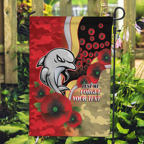 Redcliffe Dolphins ANZAC Personalised Garden Flag Lest We Forget Poppy Camo