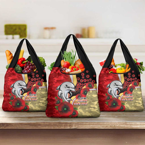 Redcliffe Dolphins ANZAC Personalised Grocery Bag Lest We Forget Poppy Camo