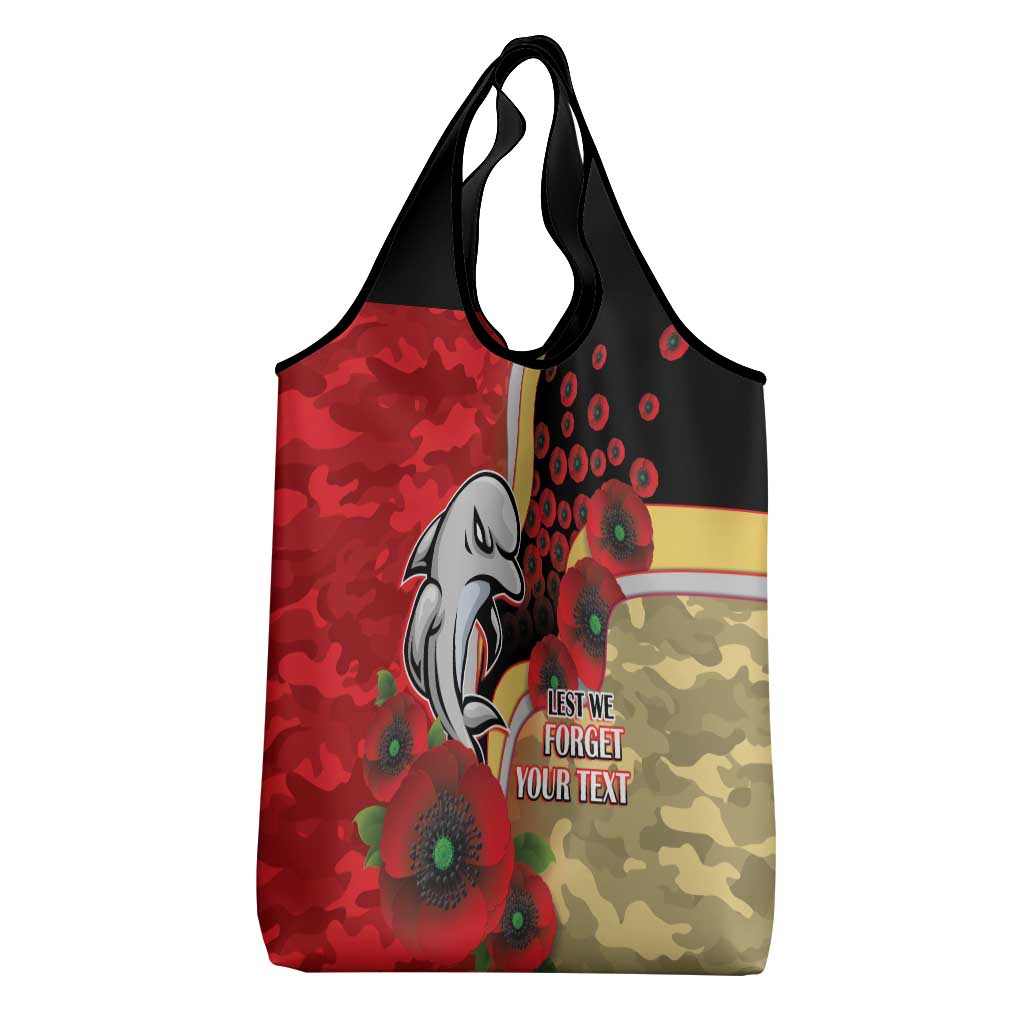 Redcliffe Dolphins ANZAC Personalised Grocery Bag Lest We Forget Poppy Camo
