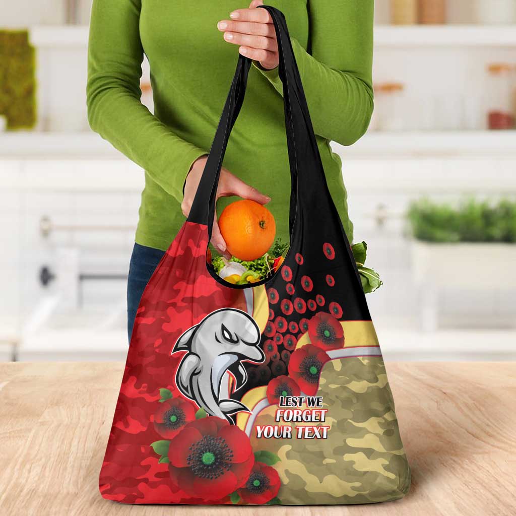 Redcliffe Dolphins ANZAC Personalised Grocery Bag Lest We Forget Poppy Camo