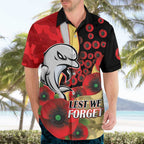 Redcliffe Dolphins ANZAC Personalised Hawaiian Shirt Lest We Forget Poppy Camo