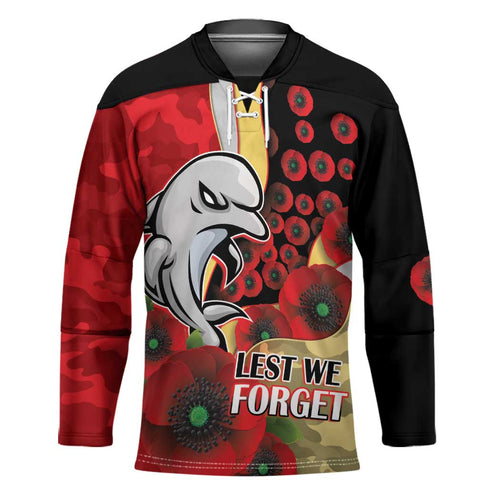 Redcliffe Dolphins ANZAC Personalised Hockey Jersey Lest We Forget Poppy Camo