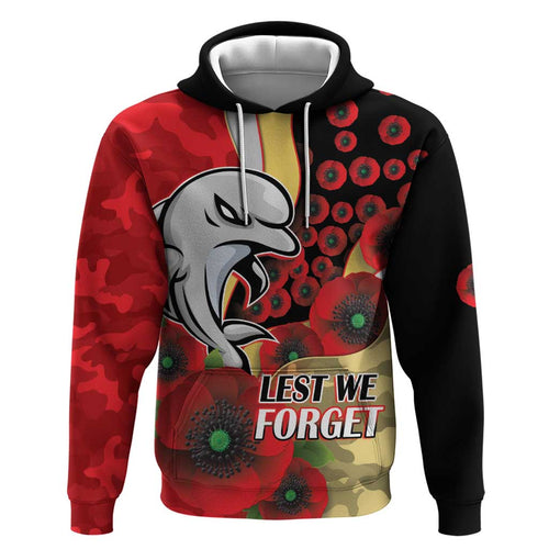 Redcliffe Dolphins ANZAC Personalised Hoodie Lest We Forget Poppy Camo