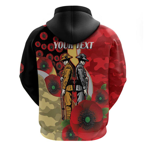 Redcliffe Dolphins ANZAC Personalised Hoodie Lest We Forget Poppy Camo