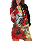 Redcliffe Dolphins ANZAC Personalised Hoodie Dress Lest We Forget Poppy Camo