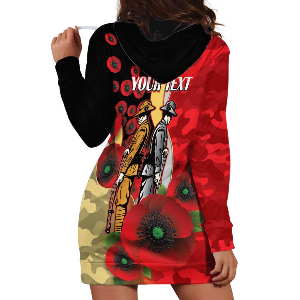 Redcliffe Dolphins ANZAC Personalised Hoodie Dress Lest We Forget Poppy Camo