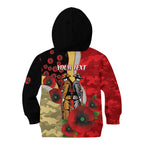 Redcliffe Dolphins ANZAC Personalised Kid Hoodie Lest We Forget Poppy Camo