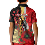 Redcliffe Dolphins ANZAC Personalised Kid Polo Shirt Lest We Forget Poppy Camo