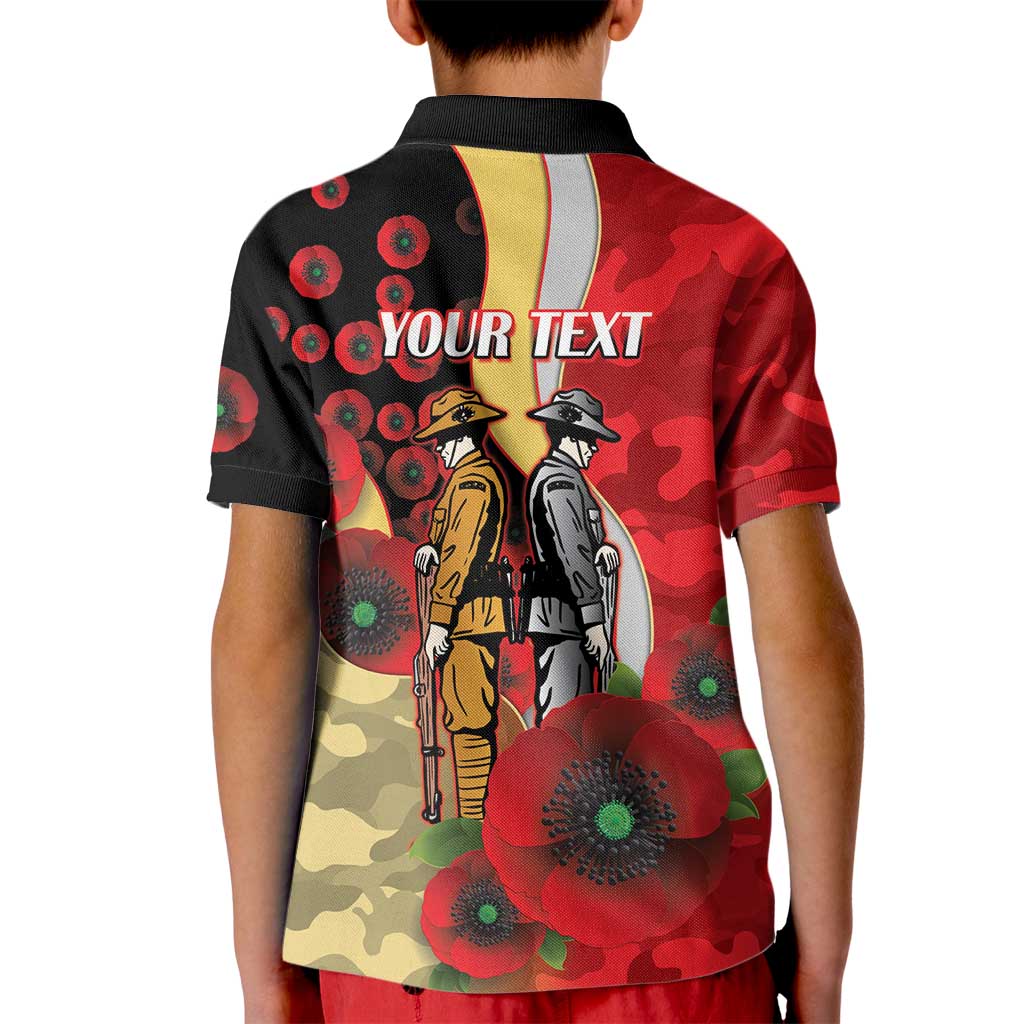 Redcliffe Dolphins ANZAC Personalised Kid Polo Shirt Lest We Forget Poppy Camo