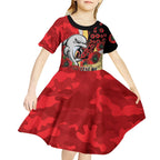 Redcliffe Dolphins ANZAC Personalised Kid Short Sleeve Dress Lest We Forget Poppy Camo