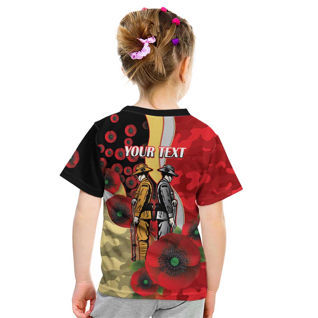 Redcliffe Dolphins ANZAC Personalised Kid T Shirt Lest We Forget Poppy Camo
