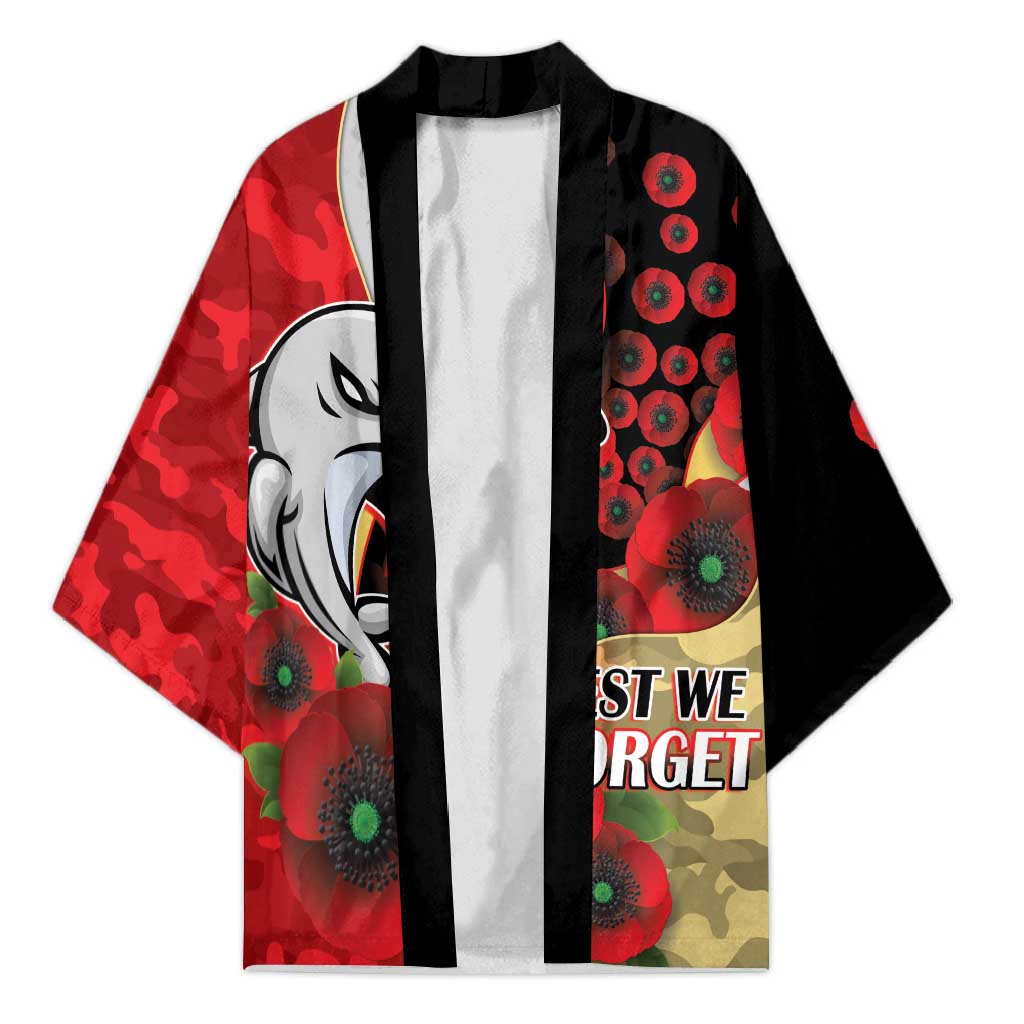 Redcliffe Dolphins ANZAC Personalised Kimono Lest We Forget Poppy Camo