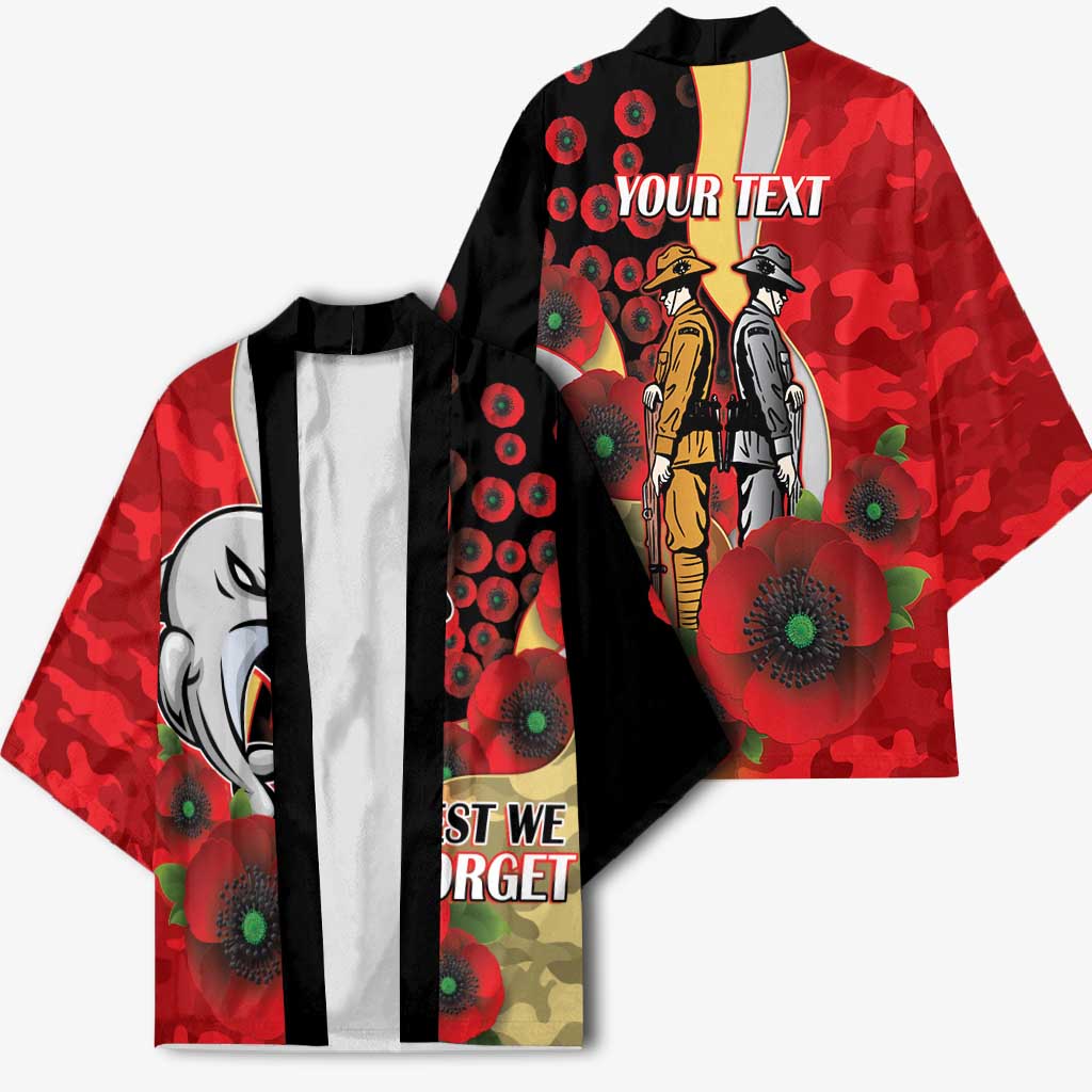 Redcliffe Dolphins ANZAC Personalised Kimono Lest We Forget Poppy Camo