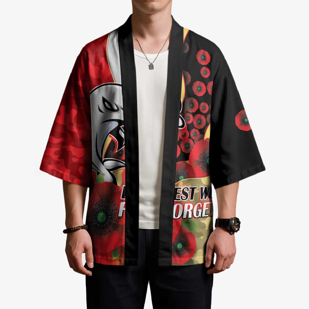 Redcliffe Dolphins ANZAC Personalised Kimono Lest We Forget Poppy Camo