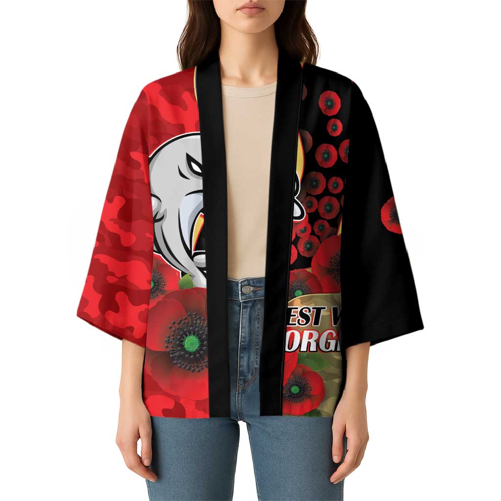 Redcliffe Dolphins ANZAC Personalised Kimono Lest We Forget Poppy Camo