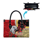 Redcliffe Dolphins ANZAC Personalised Leather Bag Lest We Forget Poppy Camo