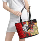 Redcliffe Dolphins ANZAC Personalised Leather Tote Bag Lest We Forget Poppy Camo