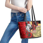 Redcliffe Dolphins ANZAC Personalised Leather Tote Bag Lest We Forget Poppy Camo