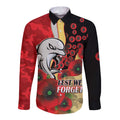 Redcliffe Dolphins ANZAC Personalised Long Sleeve Button Shirt Lest We Forget Poppy Camo
