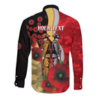 Redcliffe Dolphins ANZAC Personalised Long Sleeve Button Shirt Lest We Forget Poppy Camo