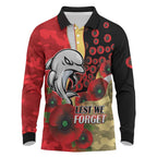 Redcliffe Dolphins ANZAC Personalised Long Sleeve Polo Shirt Lest We Forget Poppy Camo
