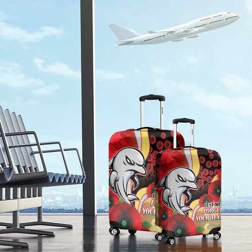 Redcliffe Dolphins ANZAC Personalised Luggage Cover Lest We Forget Poppy Camo
