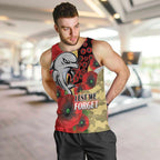 Redcliffe Dolphins ANZAC Personalised Men Tank Top Lest We Forget Poppy Camo