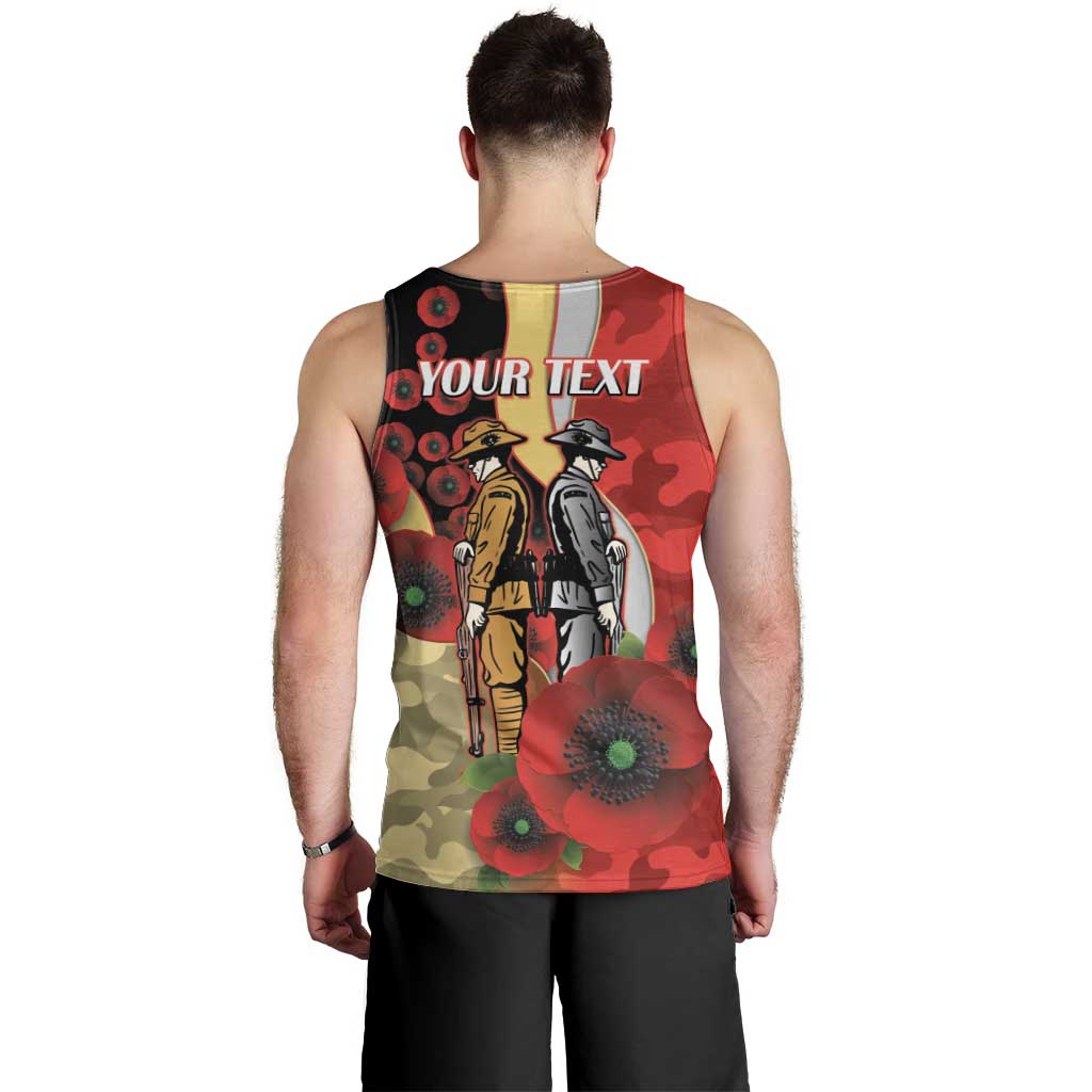 Redcliffe Dolphins ANZAC Personalised Men Tank Top Lest We Forget Poppy Camo