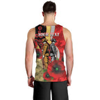 Redcliffe Dolphins ANZAC Personalised Men Tank Top Lest We Forget Poppy Camo