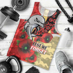 Redcliffe Dolphins ANZAC Personalised Men Tank Top Lest We Forget Poppy Camo