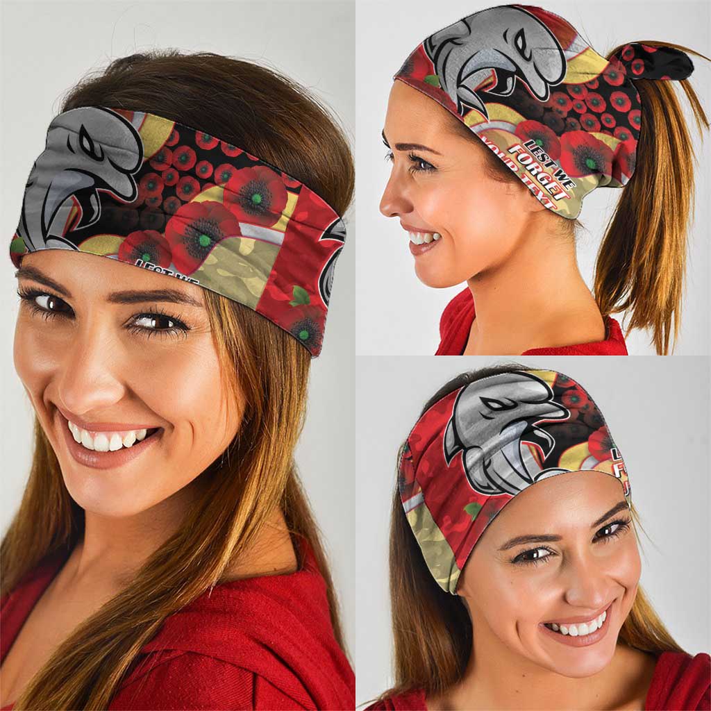 Redcliffe Dolphins ANZAC Personalised Neck Gaiter Lest We Forget Poppy Camo