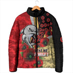 Redcliffe Dolphins ANZAC Personalised Padded Jacket Lest We Forget Poppy Camo