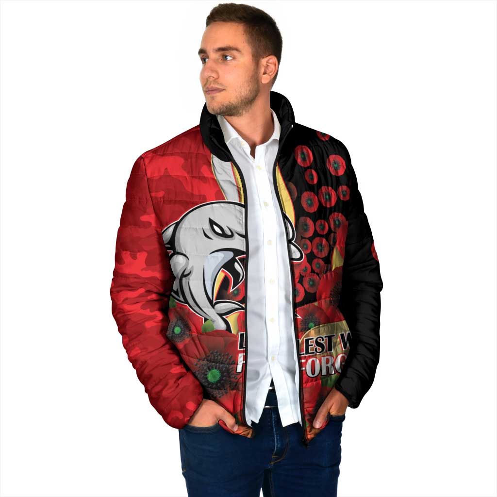 Redcliffe Dolphins ANZAC Personalised Padded Jacket Lest We Forget Poppy Camo