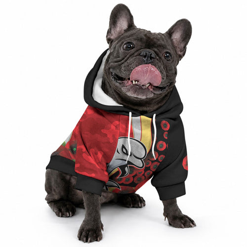 Redcliffe Dolphins ANZAC Personalised Pet Hoodie Lest We Forget Poppy Camo